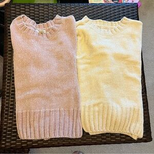 Cynthia Rowley Pink and Cream Crew Neck Sweaters